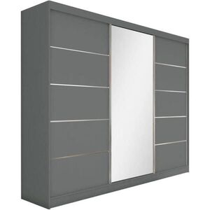 Beautysofa SKŘÍŇ s posuvnými dveřmi Marika 240/216/61 grafit se zrcadlem a zásuvkami obraz