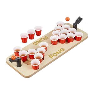 Relaxdays HRA Přírodní Červená mini Beer Pong s 25 kelímky obraz