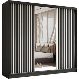 Beautysofa SKŘÍŇ s posuvnými dveřmi Helix 240/216/61 černá + bílá se zásuvkami obraz