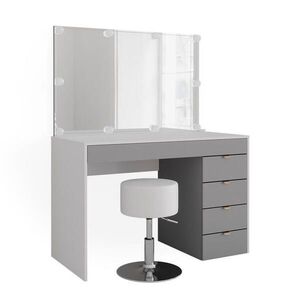 Vicco TOALETNÍ STOLEK Elise Bílá/šedá/šedá 115 cm s LED osvětlením a taburetem obraz