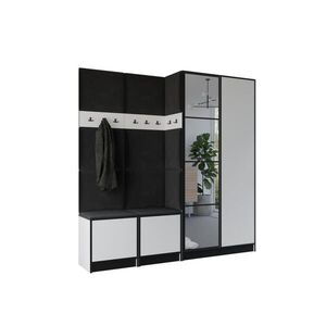 Kier Furniture ŠATNÍ SKŘÍŇ do předsíně EDEN 21 se zrcadlem - Bílá & Černá látka obraz