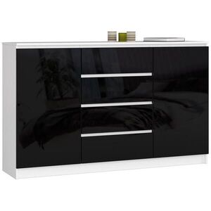 RAUMHIRSCH FURNITURE KOMODA bílá, lesklá černá 99/160/40 obraz