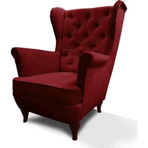 Beautysofa KŘESLO Chesterfield Falco bordó s nohami v barvě wenge obraz