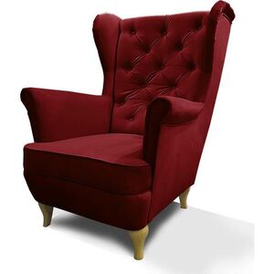 Beautysofa KŘESLO Chesterfield Falco bordó s dřevěnými nohami obraz