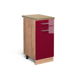 Vicco SPODNÍ SKŘÍŇKA KUCHYŇSKÉ LINKY R-Line Červená vysoký lesk 40 cm , PD Dub obraz