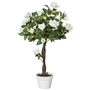 Outsunny UMĚLÉ růžové rostliny, velké 90 cm, umělá růžová rostlina do obývacího pokoje obraz