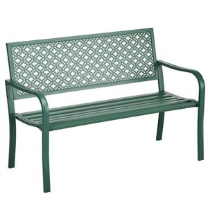 Outsunny LAVIČKA S KVĚTINOVÝM VZOREM, max. 240 kg, 127 x 63 x 83 cm, ocel, tmavě zelená obraz