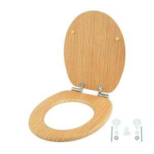 Relaxdays WC-SEDÁTKO Přírodní MDF tiché sklápění oválné 37, 5 cm obraz