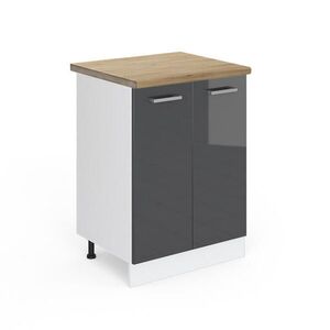Vicco SPODNÍ SKŘÍŇKA KUCHYŇSKÉ LINKY R-Line Antracitový vysoký lesk 60 cm , PD Dub obraz