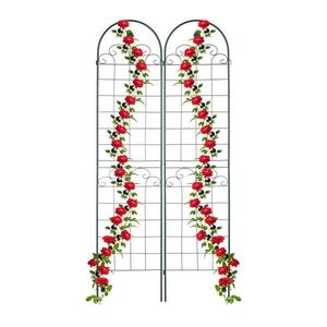 Relaxdays MŘÍŽ Tmavě zelená 2dílná-sada kov 220 cm obraz