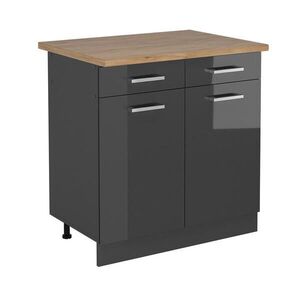 Vicco SPODNÍ SKŘÍŇKA KUCHYŇSKÉ LINKY R-Line Antracitový vysoký lesk 80 cm , PD Dub obraz