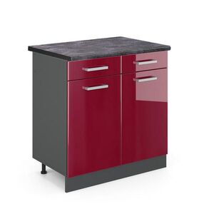 Vicco SPODNÍ SKŘÍŇKA KUCHYŇSKÉ LINKY R-Line Červená vysoký lesk 80 cm , PD Antracit obraz