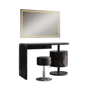 Vicco TOALETNÍ STOLEK Lara Černý vysoký lesk 120 cm se zrcadlem LED a stoličkou obraz