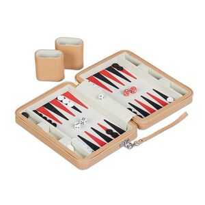 Relaxdays HRA Světle hnědá backgammon cestovní sada v pouzdře 36x24 cm obraz