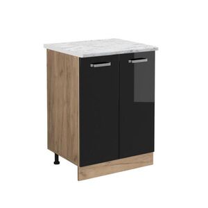 Vicco SPODNÍ SKŘÍŇKA KUCHYŇSKÉ LINKY R-Line Černý vysoký lesk 60 cm PD Mramor obraz
