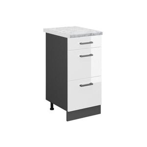 Vicco SPODNÍ SKŘÍŇKA KUCHYŇSKÉ LINKY R-Line Bílá vysoký lesk 40 cm PD Mramor obraz