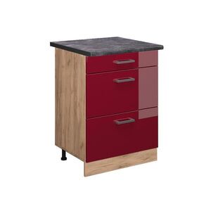 Vicco SPODNÍ SKŘÍŇKA KUCHYŇSKÉ LINKY R-Line Červená vysoký lesk 60 cm se zásuvkami, PD Antracit obraz