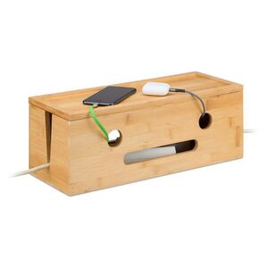 Relaxdays KABELBOX Přírodní Bambus 15, 5x42x16 cm obraz