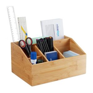 Relaxdays ORGANIZÉR Přírodní bambus 6 přihrádek 28 cm obraz