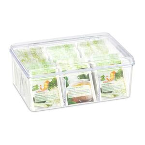 Relaxdays DÓZA Transparentní plast 6 přihrádek 9x21, 5x14, 5 cm obraz