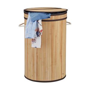 Relaxdays KOŠ na prádlo přírodní bambus s výklopným víkem 65 l obraz