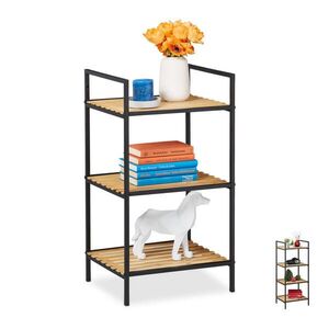 Relaxdays REGÁL Hnědá Černá bambus kov 3 police 71x39x32, 5 cm obraz