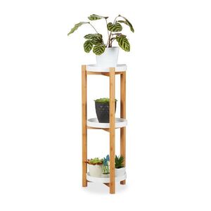Relaxdays STOJAN Naturální Bílá 3-patrový bambus MDF 79x30 cm obraz