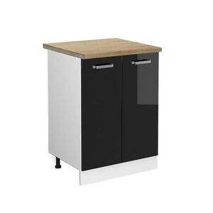 Vicco SPODNÍ SKŘÍŇKA KUCHYŇSKÉ LINKY R-Line Černý vysoký lesk 60 cm , PD Dub obraz