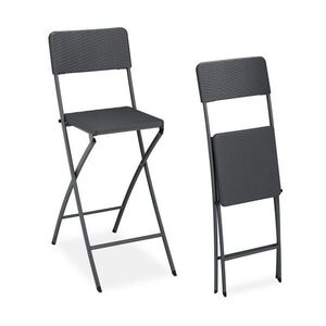 Relaxdays BAROVÁ STOLIČKA Šedá 2dílná-sada skládací výška sedu 80 cm obraz