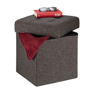 Relaxdays TABURET Hnědý s úložným prostorem skládací látka 41 cm obraz