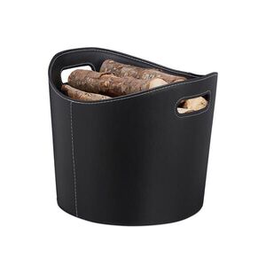 Relaxdays KOŠ na dřevo Černý z umělé kůže velikost L obraz