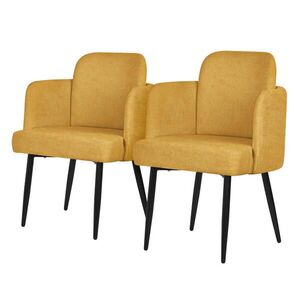 ML-DESIGN JÍDELNÍ ŽIDLE, sada 2 ks, hořčičná barva, s látkovým potahem v ratanovém vzhledu obraz