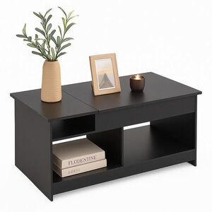 Relaxdays KONFERENČNÍ STOLEK Černý se zvedací deskou 110x50 cm obraz