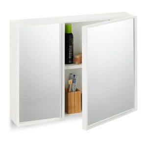 Relaxdays ZRCADLOSKŘÍŇKA Bílá 2-dveřová MDF sklo 50 cm obraz