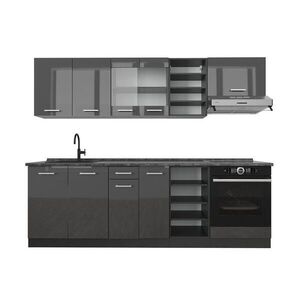Vicco KUCHYŇSKÝ KOUT R-Line Antracit vysoký lesk/antracit 240 cm , PD Antracit obraz