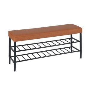 Relaxdays LAVICE Hnědá umělá kůže 2 police na boty 100 cm obraz