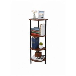 Relaxdays REGÁL rohový vintage hnědý v dekoru dřeva 4 police 125 cm obraz