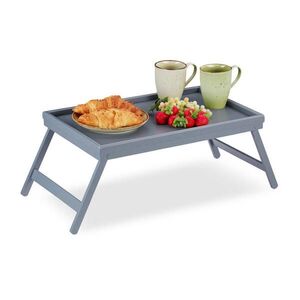 Relaxdays PODNOS DO POSTELE Šedý bambus se sklopnými nohami 63, 5x31 cm obraz