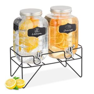 Relaxdays DÁVKOVAČ Transparentní černý 2-dílný-set sklo 4 L obraz