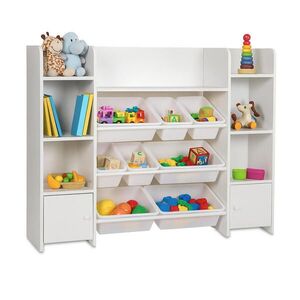 Relaxdays REGÁL bílý dětský 8dílný-set boxů 139x30x94 cm obraz