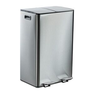 Relaxdays KOŠ Stříbrný 2x30 l nerez Softclose pedál obraz