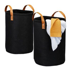 Relaxdays PRÁDELNÍK Černý 2ks-set filc skládací 28 l obraz