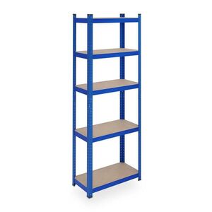 Relaxdays REGÁL Modrá ocel MDF 5 polic 180x60x30 cm obraz