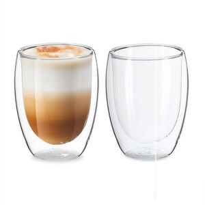 Relaxdays SKLENICE Transparentní 2dílný-set na Latte Macchiato dvojitá stěna obraz