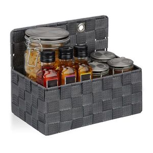Relaxdays KOŠÍK Šedý závěsný plast kov 20x25x16, 5 cm obraz