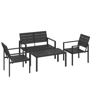 Outsunny SADA balkonového nábytku, 4dílná sada, HDPE, kov, černá obraz