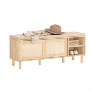 SoBuy BOTNÍK se dvěma dveřmi Přírodní 121x35x49cm Nordický obraz