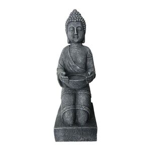 Relaxdays SOŠKA Šedá Buddha Polyresin 43 cm obraz
