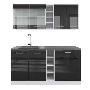 Vicco JEDNOTKOVÁ KUCHYNĚ R-Line Antracitový vysoký lesk/bílá 160 cm , PD Antracit obraz