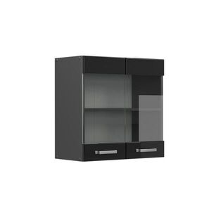 Vicco SKLENĚNÁ KUCHYŇSKÁ SKŘÍŇKA R-Line Černý vysoký lesk 60 cm obraz
